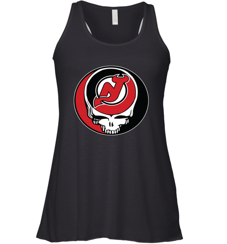 New Jersey Devils Grateful Dead Steal Your Face Hockey NHL Womens Racerback Tank Top Womens Racerback Tank Top / Black / XS Womens Racerback Tank Top - VeigarTee