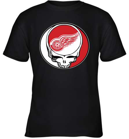 Detroit Red Wings Grateful Dead Steal Your Face Hockey NHL Youth T-Shirt Youth T-Shirt / Black / XS Youth T-Shirt - VeigarTee