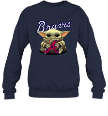 Baby Yoda Hugs Loves The Atlanta Braves Baseball Adult Sweatshirt Adult Sweatshirt - VeigarTee