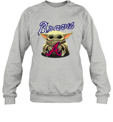 Baby Yoda Hugs Loves The Atlanta Braves Baseball Adult Sweatshirt Adult Sweatshirt - VeigarTee