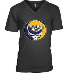 Nashville Predators Grateful Dead Steal Your Face Hockey NHL Mens V-Neck T-Shirt