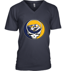 Nashville Predators Grateful Dead Steal Your Face Hockey NHL Mens V-Neck T-Shirt
