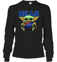 Baby Yoda Loves The Buffalo Bills Star Wars Baby Yoda Hugs Bills NFL Adult Long Sleeve T-Shirt