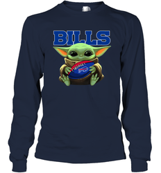 Baby Yoda Loves The Buffalo Bills Star Wars Baby Yoda Hugs Bills NFL Adult Long Sleeve T-Shirt