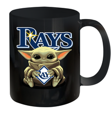 Baby Yoda Hugs Loves The Tampa Bay Rays Baseball Ceramic Mug 11oz Ceramic Mug 11oz - VeigarTee