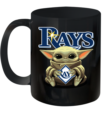 Baby Yoda Hugs Loves The Tampa Bay Rays Baseball Ceramic Mug 11oz Ceramic Mug 11oz / Black / 11oz Ceramic Mug 11oz - VeigarTee