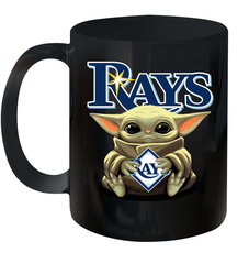 Baby Yoda Hugs Loves The Tampa Bay Rays Baseball Ceramic Mug 11oz Ceramic Mug 11oz - VeigarTee