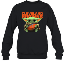 Baby Yoda Loves The Cleveland Browns Star Wars Baby Yoda Hugs Browns NFL Adult Sweatshirt Adult Sweatshirt - VeigarTee