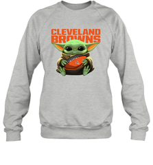 Baby Yoda Loves The Cleveland Browns Star Wars Baby Yoda Hugs Browns NFL Adult Sweatshirt Adult Sweatshirt - VeigarTee