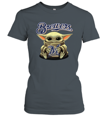 Baby Yoda Hugs Loves The Milwaukee Brewers Baseball Womens T-Shirt Womens T-Shirt - VeigarTee