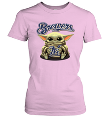 Baby Yoda Hugs Loves The Milwaukee Brewers Baseball Womens T-Shirt Womens T-Shirt - VeigarTee