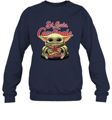 Baby Yoda Hugs Loves The St Louis Cardinals Baseball Adult Sweatshirt Adult Sweatshirt - VeigarTee