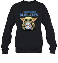 Baby Yoda Hugs Loves The Toronto Blue Jays Baseball Adult Sweatshirt Adult Sweatshirt - VeigarTee