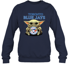 Baby Yoda Hugs Loves The Toronto Blue Jays Baseball Adult Sweatshirt Adult Sweatshirt - VeigarTee