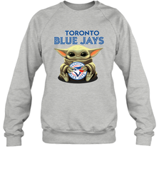 Baby Yoda Hugs Loves The Toronto Blue Jays Baseball Adult Sweatshirt Adult Sweatshirt - VeigarTee