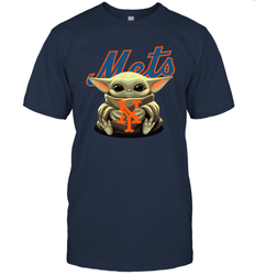 Baby Yoda Hugs Loves The New York Mets Baseball Mens T-Shirt