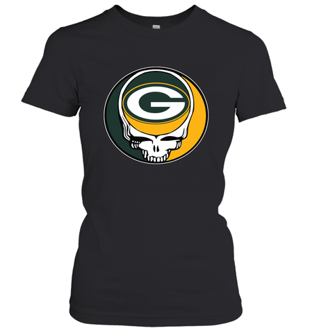 Green Bay Packers Grateful Dead Steal Your Face NFL Football Womens T-Shirt Womens T-Shirt / Black / XS Womens T-Shirt - VeigarTee