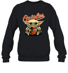 Baby Yoda Hugs Loves The Baltimore Orioles Baseball Adult Sweatshirt Adult Sweatshirt - VeigarTee