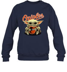 Baby Yoda Hugs Loves The Baltimore Orioles Baseball Adult Sweatshirt Adult Sweatshirt - VeigarTee
