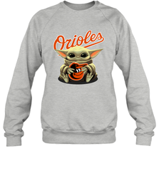 Baby Yoda Hugs Loves The Baltimore Orioles Baseball Adult Sweatshirt Adult Sweatshirt - VeigarTee