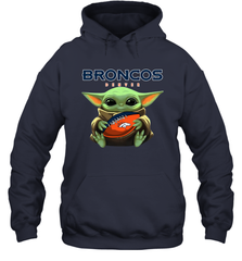 Baby Yoda Loves The Denver Broncos Star Wars Baby Yoda Hugs Broncos NFL Adult Hoodie Sweatshirt Adult Hoodie Sweatshirt - VeigarTee