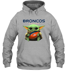 Baby Yoda Loves The Denver Broncos Star Wars Baby Yoda Hugs Broncos NFL Adult Hoodie Sweatshirt Adult Hoodie Sweatshirt - VeigarTee