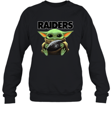 Baby Yoda Loves The Oakland Raiders Star Wars Baby Yoda Hugs Raiders NFL Adult Sweatshirt Adult Sweatshirt - VeigarTee