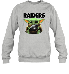 Baby Yoda Loves The Oakland Raiders Star Wars Baby Yoda Hugs Raiders NFL Adult Sweatshirt Adult Sweatshirt - VeigarTee