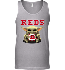 Baby Yoda Hugs Loves The Cincinnati Reds Baseball Mens Tank Top Mens Tank Top - VeigarTee