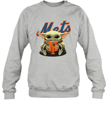 Baby Yoda Hugs Loves The New York Mets Baseball Adult Sweatshirt Adult Sweatshirt - VeigarTee
