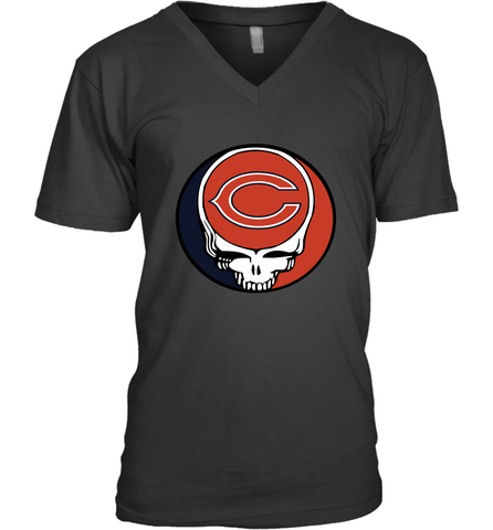 Chicago Bears Grateful Dead Steal Your Face NFL Football Mens V-Neck T-Shirt Mens V-Neck T-Shirt / Black / S Mens V-Neck T-Shirt - VeigarTee