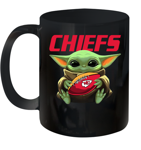 Baby Yoda Loves The Kansas City Chiefs Star Wars Baby Yoda Hugs Chiefs NFL Ceramic Mug 11oz Ceramic Mug 11oz / Black / 11oz Ceramic Mug 11oz - VeigarTee