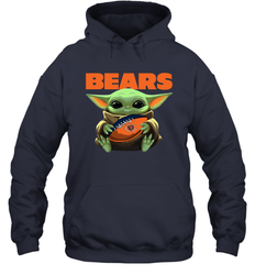 Baby Yoda Loves The Chicago Bears Star Wars Baby Yoda Hugs Bears NFL Adult Hoodie Sweatshirt