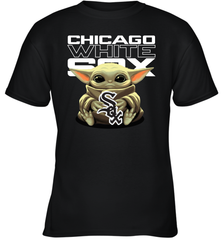 Baby Yoda Hugs Loves The Chicago White Sox Baseball Youth T-Shirt Youth T-Shirt - VeigarTee