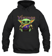 Baby Yoda Loves The Minnesota Vikings Star Wars Baby Yoda Hugs Vikings NFL Adult Hoodie Sweatshirt Adult Hoodie Sweatshirt - VeigarTee