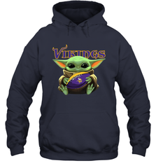 Baby Yoda Loves The Minnesota Vikings Star Wars Baby Yoda Hugs Vikings NFL Adult Hoodie Sweatshirt Adult Hoodie Sweatshirt - VeigarTee
