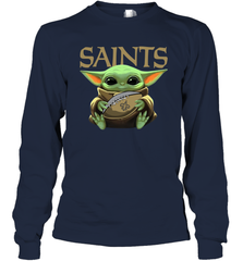 Baby Yoda Loves The New Orleans Saints Star Wars Baby Yoda Hugs Saints NFL Adult Long Sleeve T-Shirt Adult Long Sleeve T-Shirt - VeigarTee