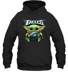Baby Yoda Loves The Philadelphia Eagles Star Wars Baby Yoda Hugs Eagles NFL Adult Hoodie Sweatshirt Adult Hoodie Sweatshirt - VeigarTee