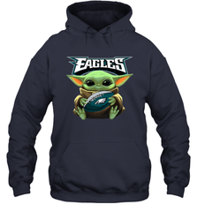 Baby Yoda Loves The Philadelphia Eagles Star Wars Baby Yoda Hugs Eagles NFL Adult Hoodie Sweatshirt Adult Hoodie Sweatshirt - VeigarTee