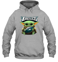 Baby Yoda Loves The Philadelphia Eagles Star Wars Baby Yoda Hugs Eagles NFL Adult Hoodie Sweatshirt Adult Hoodie Sweatshirt - VeigarTee