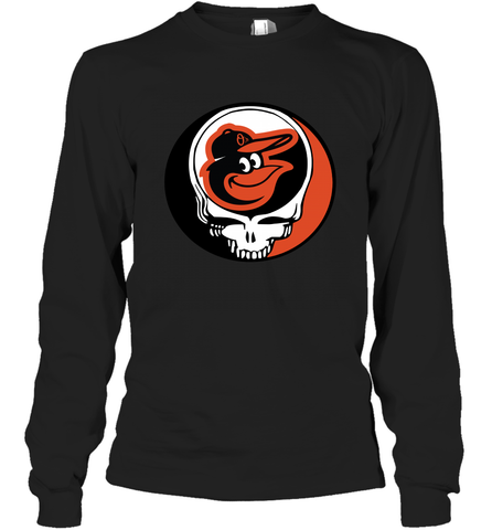 Baltimore Orioles Grateful Dead Steal Your Face Baseball Adult Long Sleeve T-Shirt Adult Long Sleeve T-Shirt / Black / S Adult Long Sleeve T-Shirt - VeigarTee