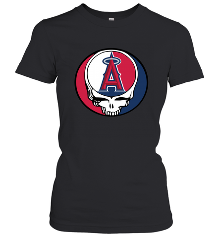 Los Angeles Angels Grateful Dead Steal Your Face Baseball Womens T-Shirt Womens T-Shirt / Black / XS Womens T-Shirt - VeigarTee