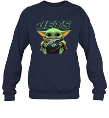 Baby Yoda Loves The New York Jets Star Wars Baby Yoda Hugs Jets NFL Adult Sweatshirt Adult Sweatshirt - VeigarTee