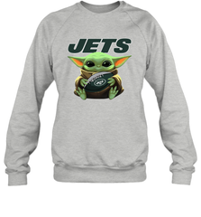 Baby Yoda Loves The New York Jets Star Wars Baby Yoda Hugs Jets NFL Adult Sweatshirt Adult Sweatshirt - VeigarTee