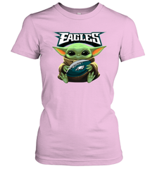 Baby Yoda Loves The Philadelphia Eagles Star Wars Baby Yoda Hugs Eagles NFL Womens T-Shirt Womens T-Shirt - VeigarTee