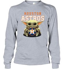 Baby Yoda Hugs Loves The Houston Astros Baseball Adult Long Sleeve T-Shirt Adult Long Sleeve T-Shirt - VeigarTee
