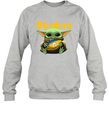 Baby Yoda Loves The Pittsburgh Steelers Star Wars Baby Yoda Hugs Steelers NFL Adult Sweatshirt Adult Sweatshirt - VeigarTee