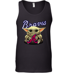 Baby Yoda Hugs Loves The Atlanta Braves Baseball Mens Tank Top Mens Tank Top - VeigarTee