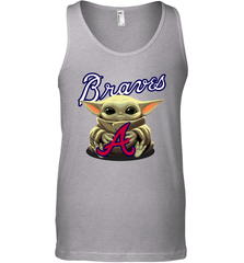 Baby Yoda Hugs Loves The Atlanta Braves Baseball Mens Tank Top Mens Tank Top - VeigarTee