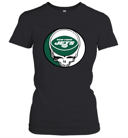 New York Jets Grateful Dead Steal Your Face NFL Football Womens T-Shirt Womens T-Shirt / Black / XS Womens T-Shirt - VeigarTee